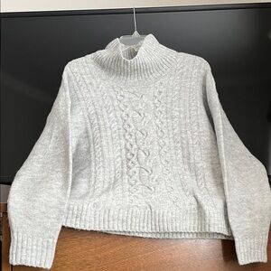 Brand new,Light Gray Cable Knit Turtleneck Sweater.Smoke free home.
